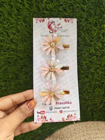 Crystal Flower Alligator Clips (Set of 3)